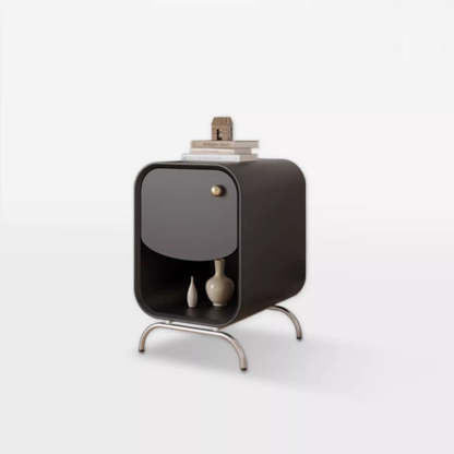 Minimalist Wood Steel 1-Drawer Nightstand