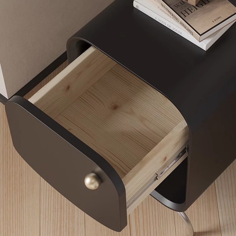 Minimalist Wood Steel 1-Drawer Nightstand