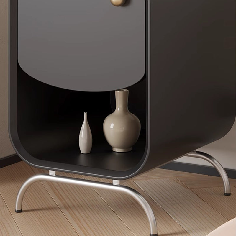 Minimalist Wood Steel 1-Drawer Nightstand