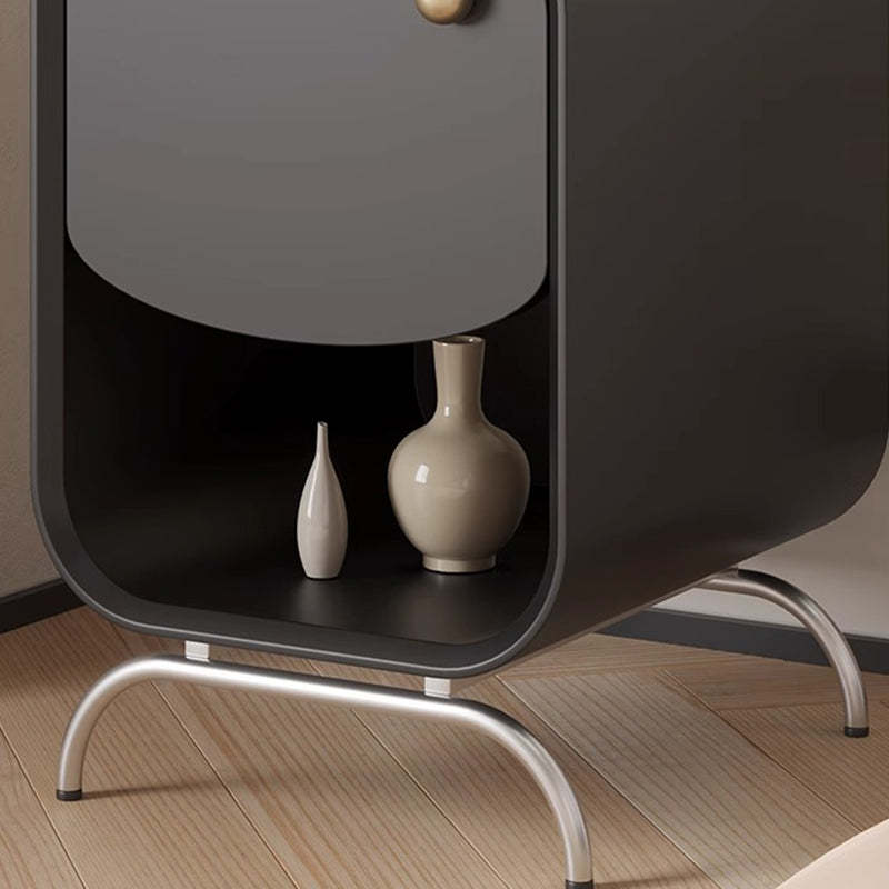 Minimalist Wood Steel 1-Drawer Nightstand