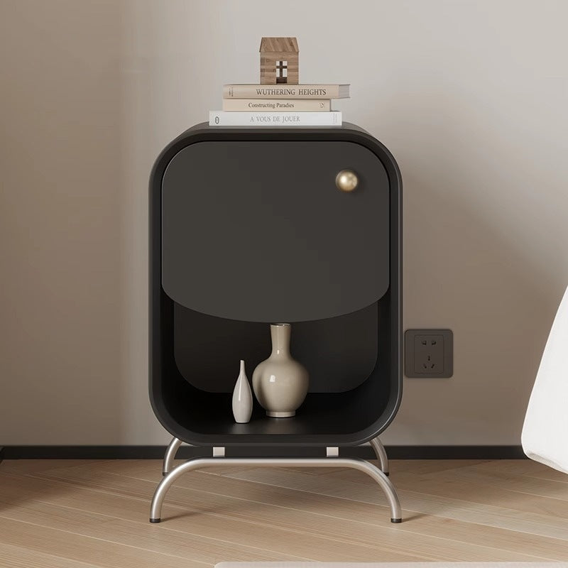 Minimalist Wood Steel 1-Drawer Nightstand