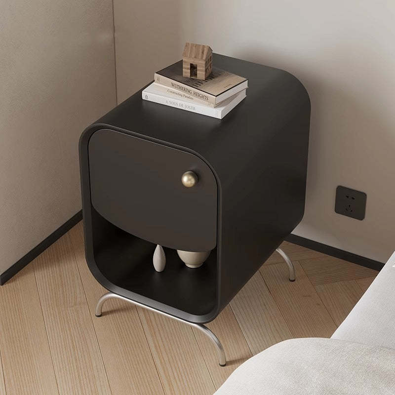 Minimalist Wood Steel 1-Drawer Nightstand