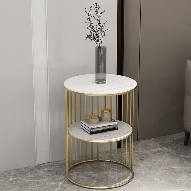 Nordic 3-tier cylinder end & side tables in iron stone glass