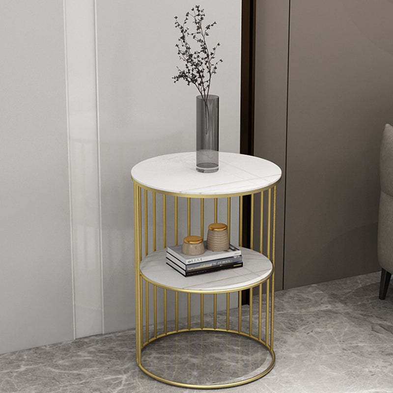 Nordic Cylinder Stone Iron 3-Tier Side Table