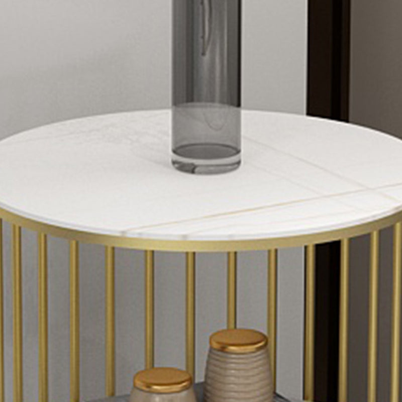 Nordic Cylinder Stone Iron 3-Tier Side Table