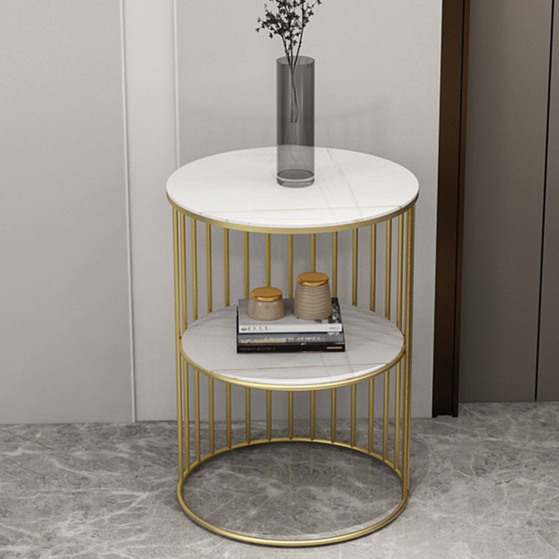 Nordic Cylinder Stone Iron 3-Tier Side Table