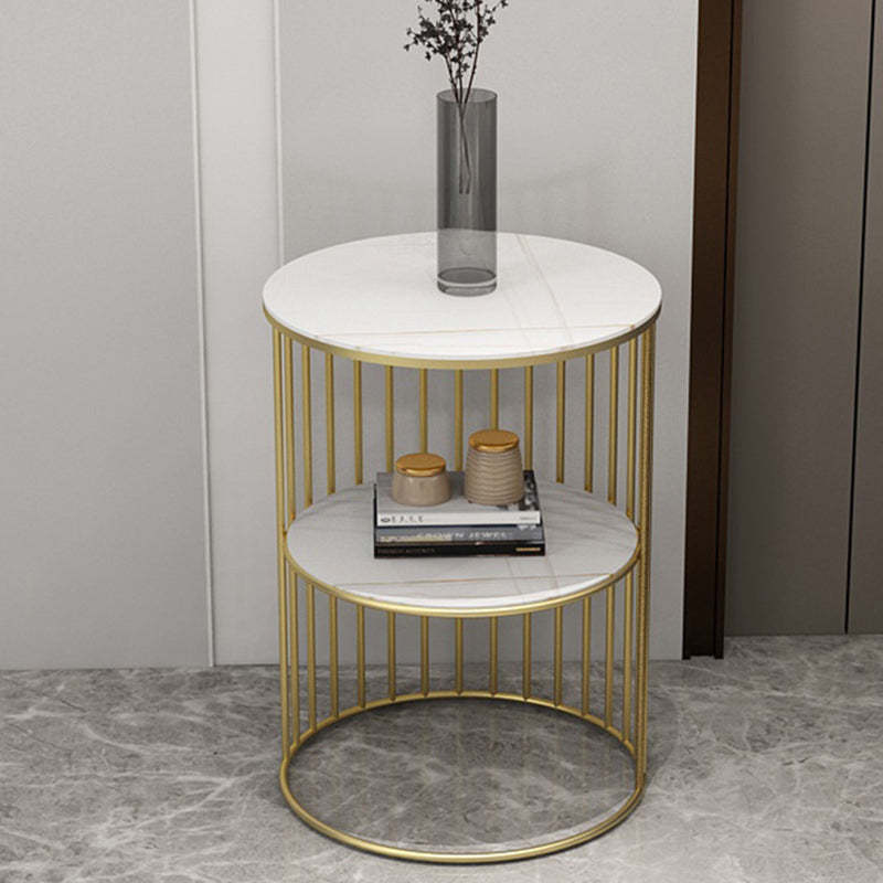 Nordic Cylinder Stone Iron 3-Tier Side Table