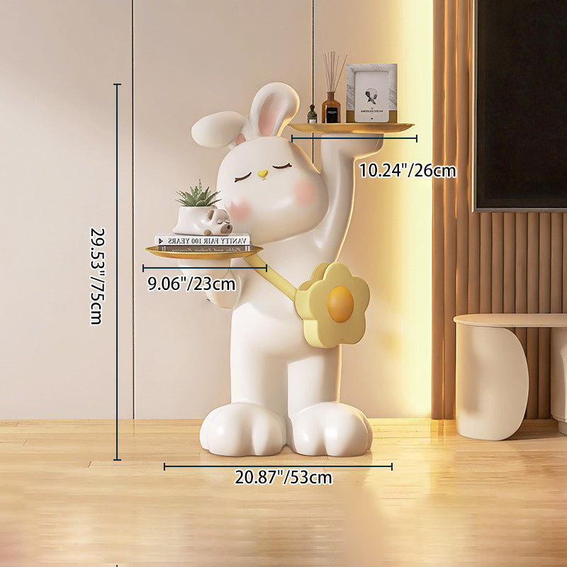 Contemporary Rabbit Resin Steel 2-Tray Side Table