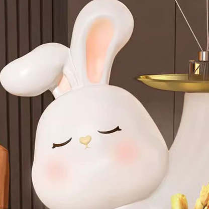 Contemporary Rabbit Resin Steel 2-Tray Side Table