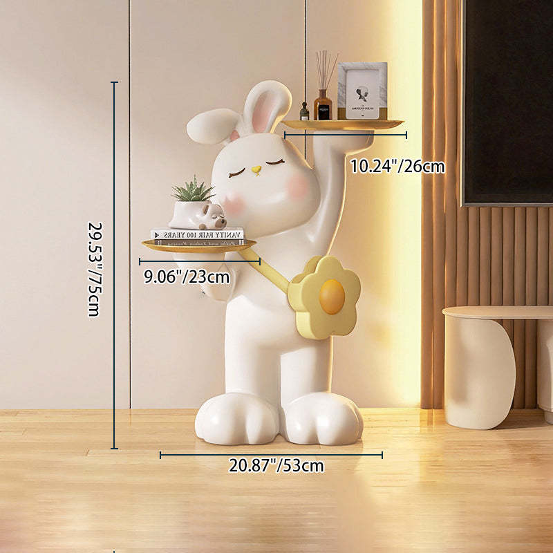 Contemporary Rabbit Resin Steel 2-Tray Side Table