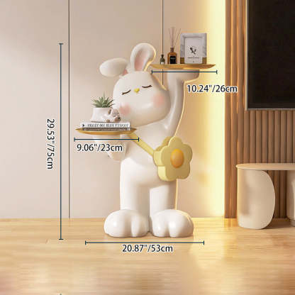Contemporary Rabbit Resin Steel 2-Tray Side Table