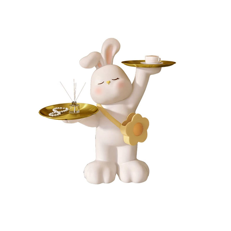 Contemporary Rabbit Resin Steel 2-Tray Side Table