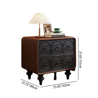 French Door Pattern Wood Nightstand 2-Drawer