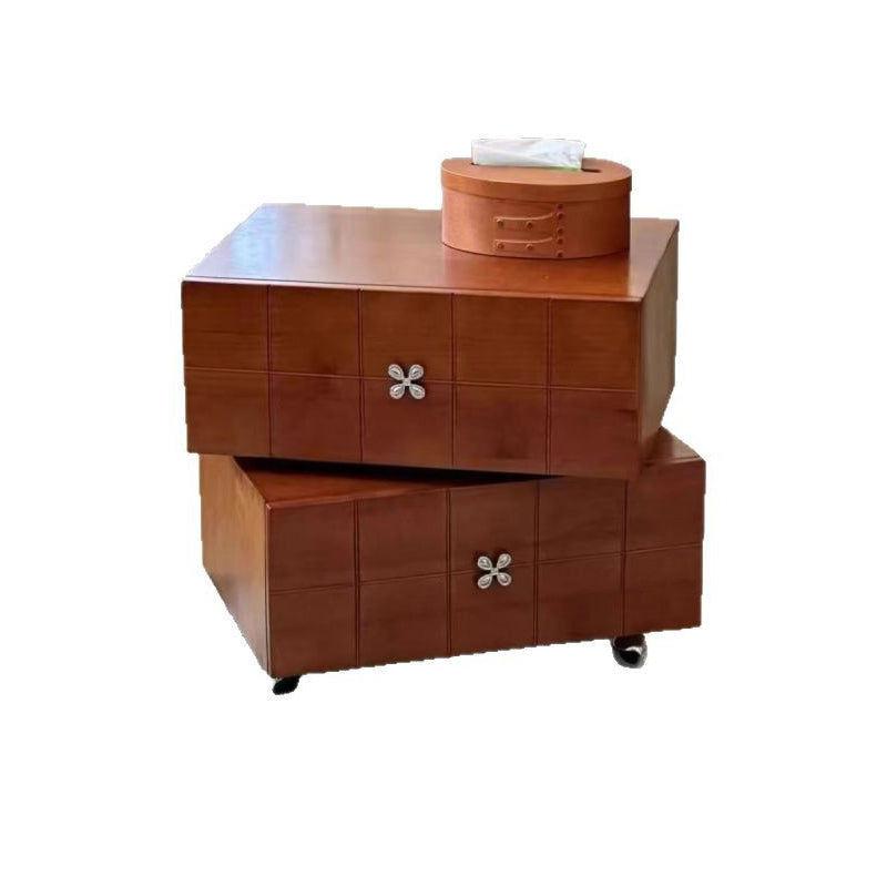 Retro Clover Swivel Pine Nightstand 2-Drawer