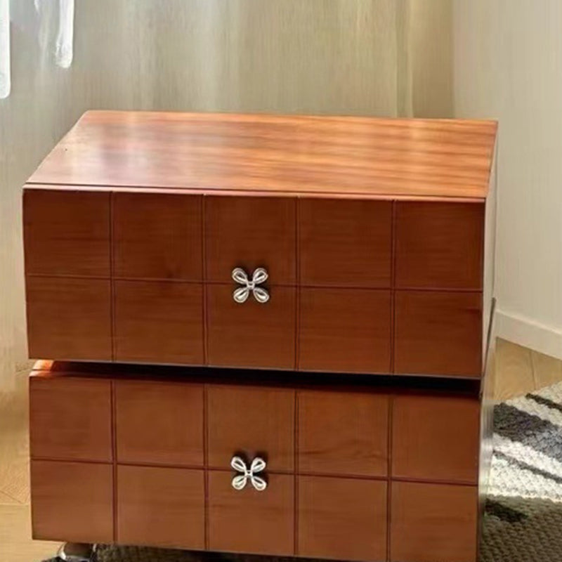 Retro Clover Swivel Pine Nightstand 2-Drawer