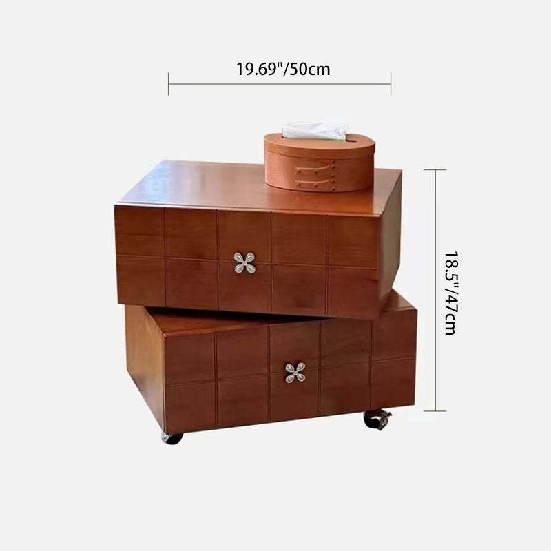 Retro Clover Swivel Pine Nightstand 2-Drawer