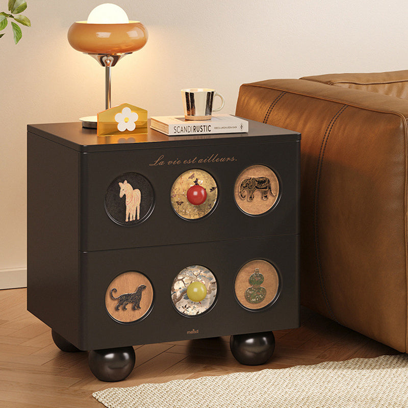 Creative 2-drawer print wood nightstands