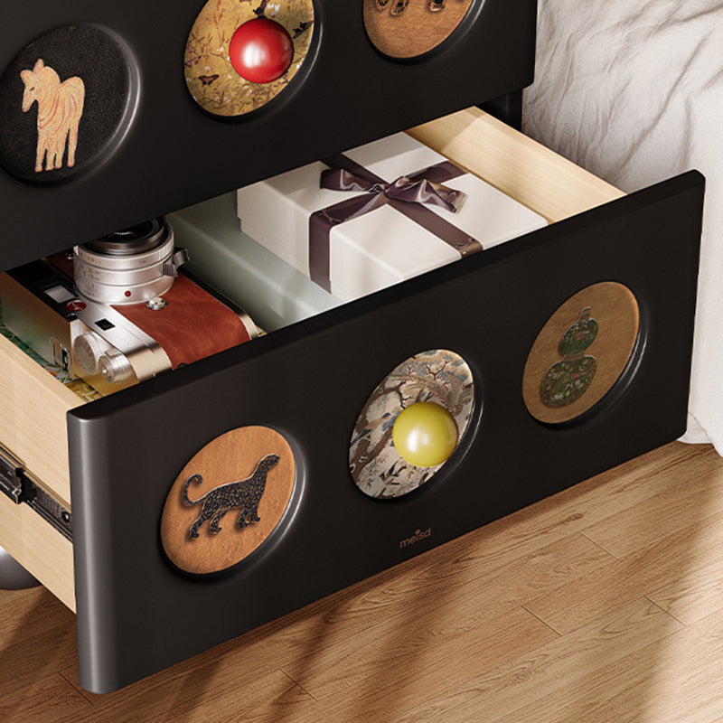 Contemporary Animal Print Solid Wood 2-Drawer Nightstand