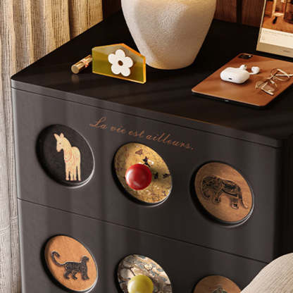 Contemporary Animal Print Solid Wood 2-Drawer Nightstand