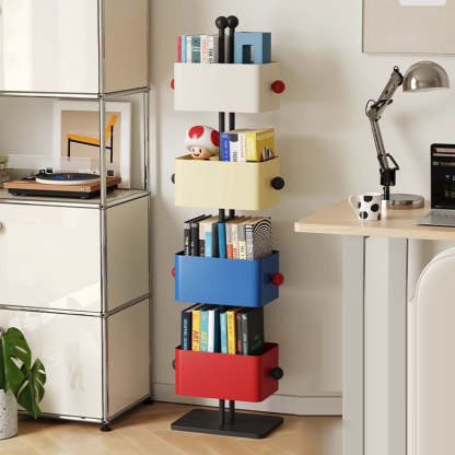 Nordic Colorful Iron Marble Bookshelf — 2 - Black + White