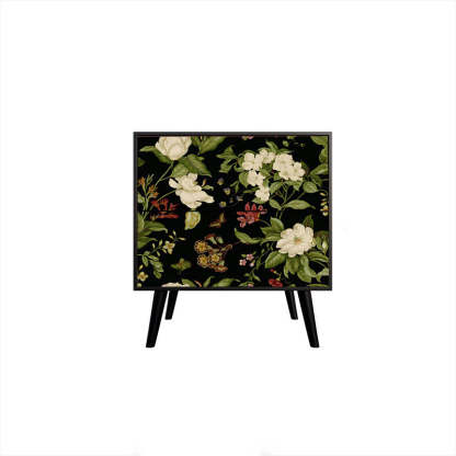 French Floral Solid Wood Ash 2-Drawer Nightstand