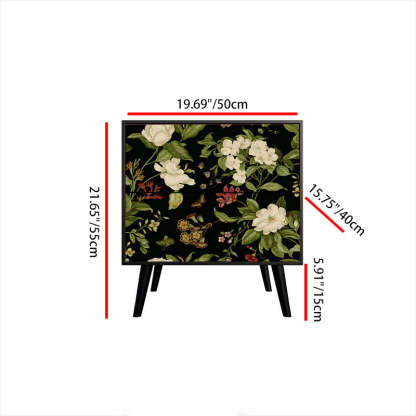 French Floral Solid Wood Ash 2-Drawer Nightstand