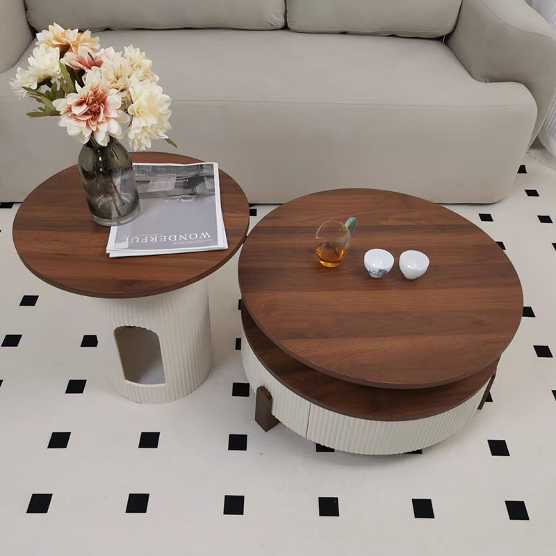 Nordic Wood Round Coffee Table 1-Drawer