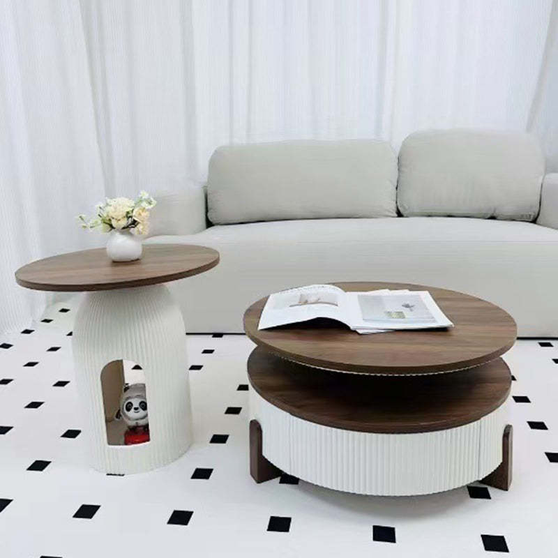 Nordic Wood Round Coffee Table 1-Drawer