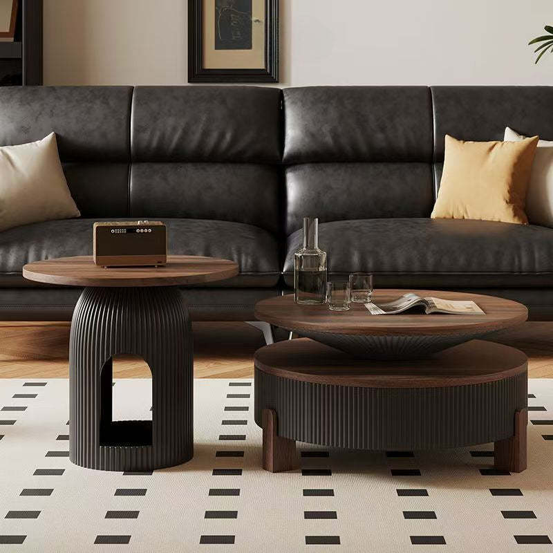 Nordic Wood Round Coffee Table 1-Drawer