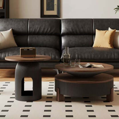 Nordic Wood Round Coffee Table 1-Drawer