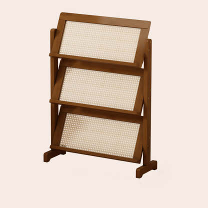 Oblique Bamboo Rattan Woven Bookshelf 3-Tier