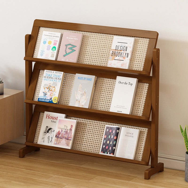 Oblique Bamboo Rattan Woven Bookshelf 3-Tier