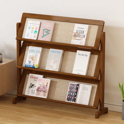 Oblique Bamboo Rattan Woven Bookshelf 3-Tier