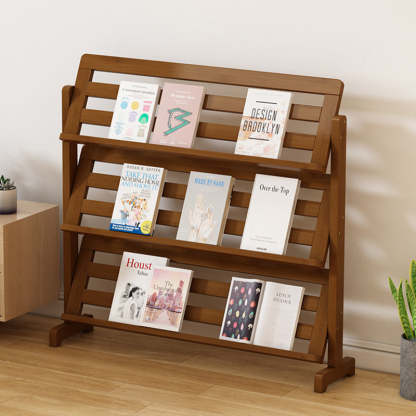Oblique Bamboo Rattan Woven Bookshelf 3-Tier
