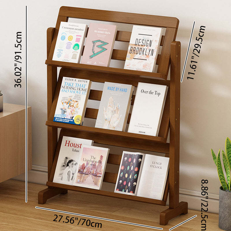 Oblique Bamboo Rattan Woven Bookshelf 3-Tier — Rattan Weaving