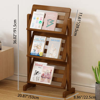 Oblique Bamboo Rattan Woven Bookshelf 3-Tier — Horizontal Bar