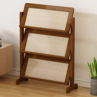 Oblique Bamboo Rattan Woven Bookshelf 3-Tier