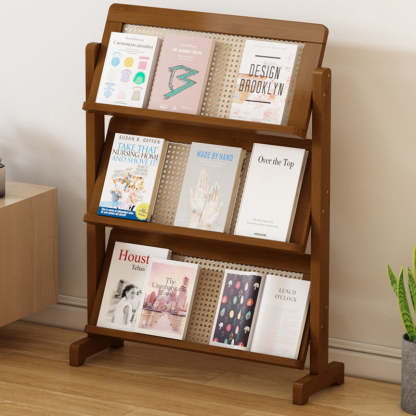 Oblique Bamboo Rattan Woven Bookshelf 3-Tier