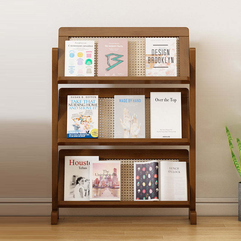 Oblique Bamboo Rattan Woven Bookshelf 3-Tier — Horizontal Bar