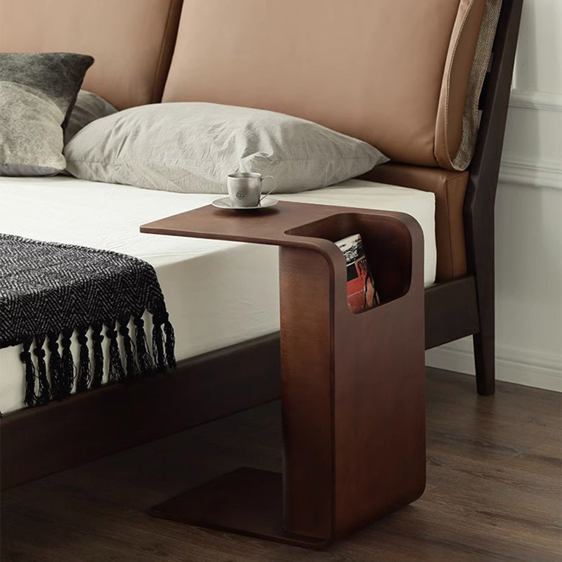 Minimalist Rectangular Geometric Solid Wood 2-Tier End Table
