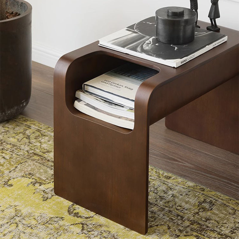 Minimalist Rectangular Geometric Solid Wood 2-Tier End Table
