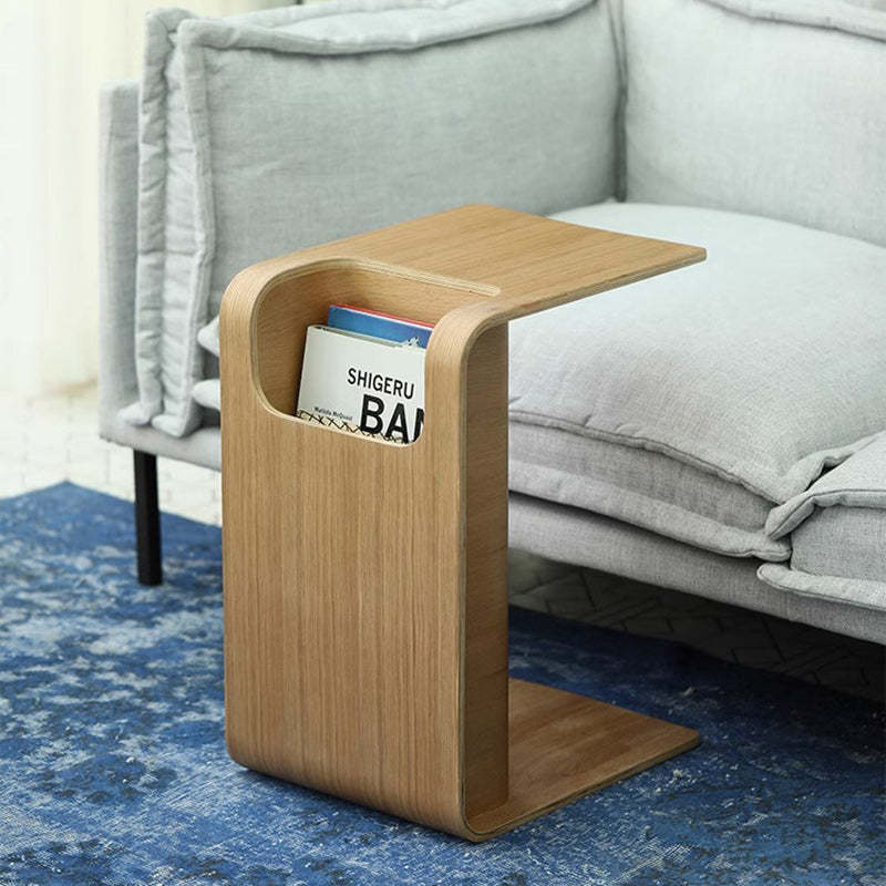 Minimalist Rectangular Geometric Solid Wood 2-Tier End Table