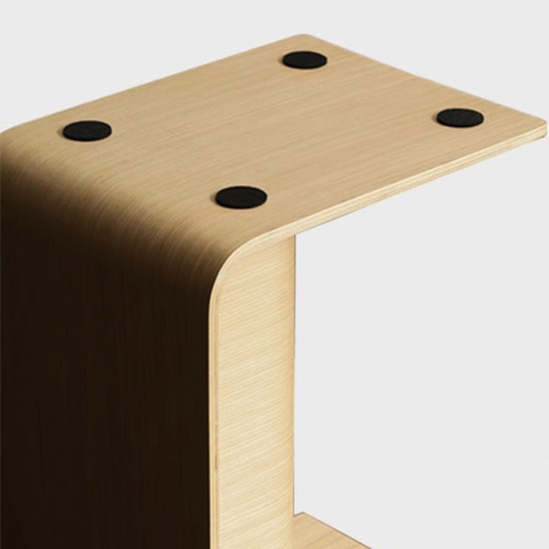 Minimalist Rectangular Geometric Solid Wood 2-Tier End Table