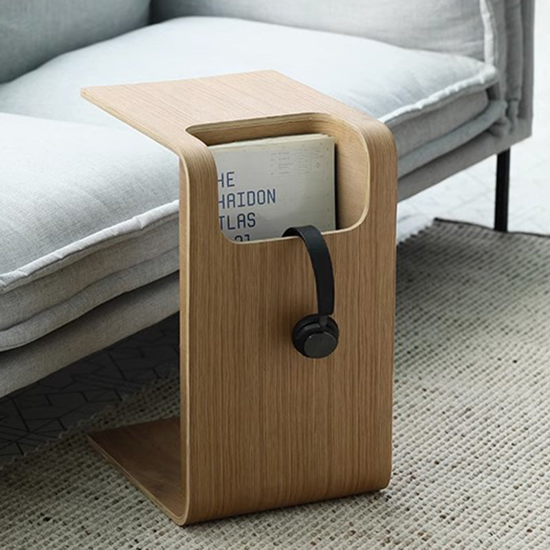 Minimalist Rectangular Geometric Solid Wood 2-Tier End Table