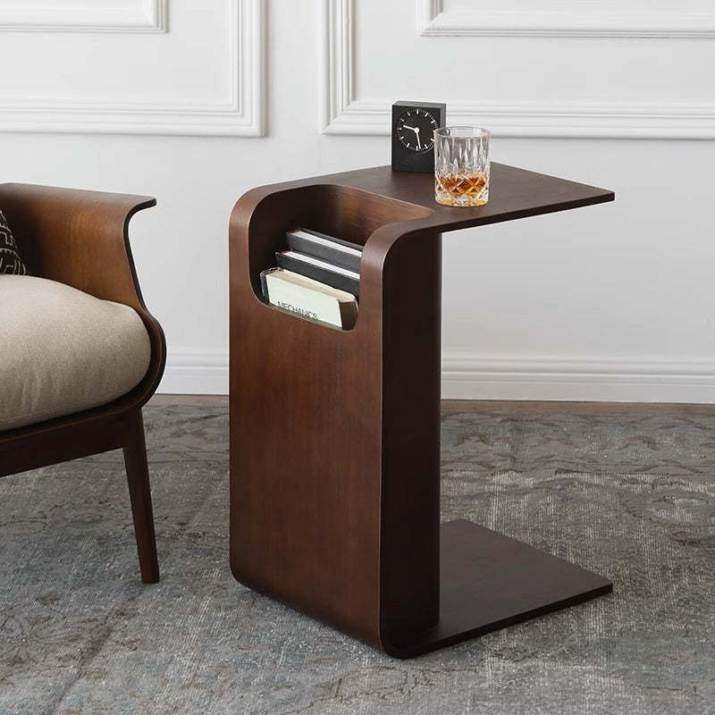 Minimalist Rectangular Geometric Solid Wood 2-Tier End Table