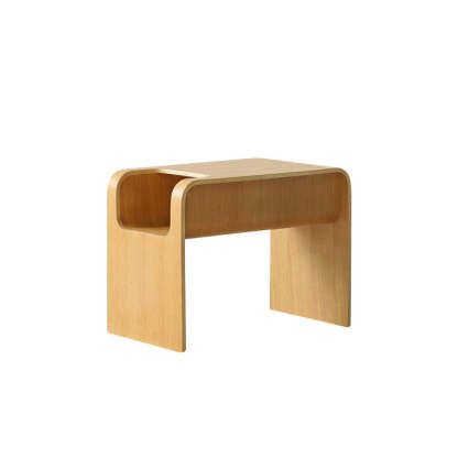 Minimalist Rectangular Geometric Solid Wood 2-Tier End Table