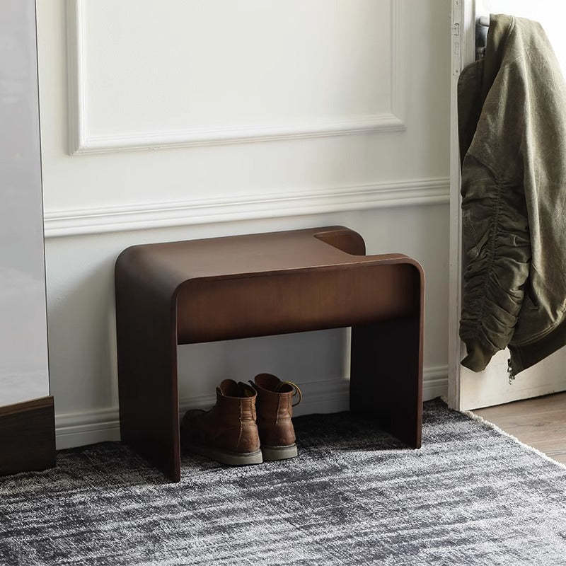 Minimalist Rectangular Geometric Solid Wood 2-Tier End Table — Black