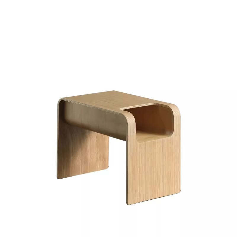 Minimalist Rectangular Geometric Solid Wood 2-Tier End Table