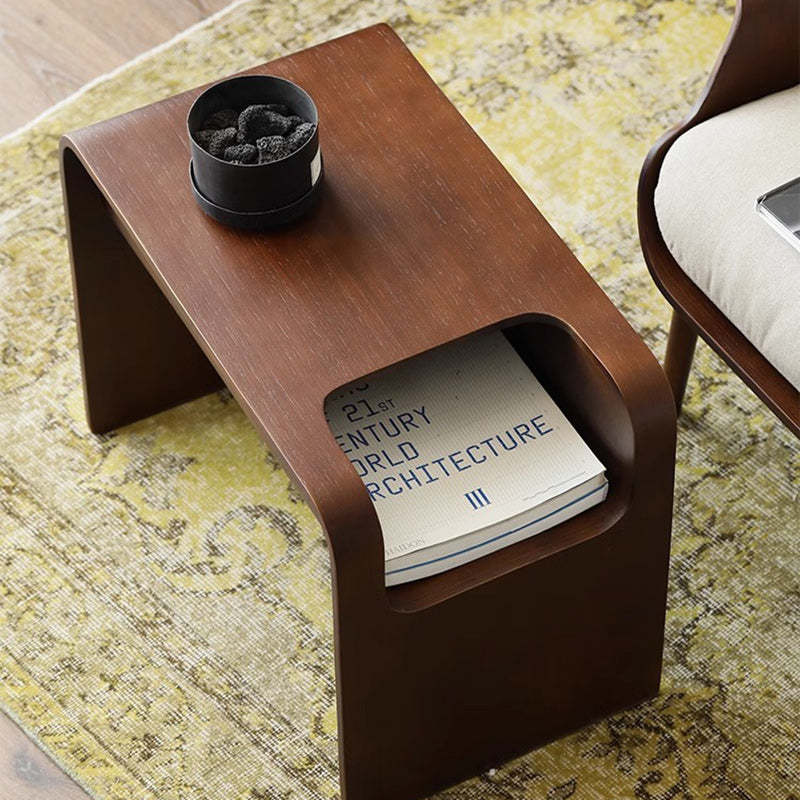 Minimalist Rectangular Geometric Solid Wood 2-Tier End Table