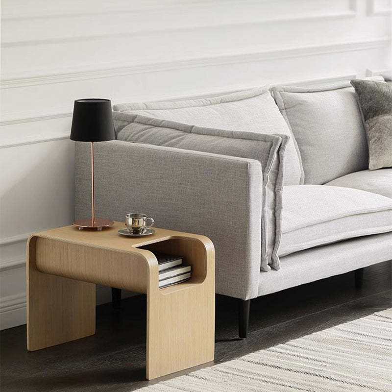 Minimalist Rectangular Geometric Solid Wood 2-Tier End Table
